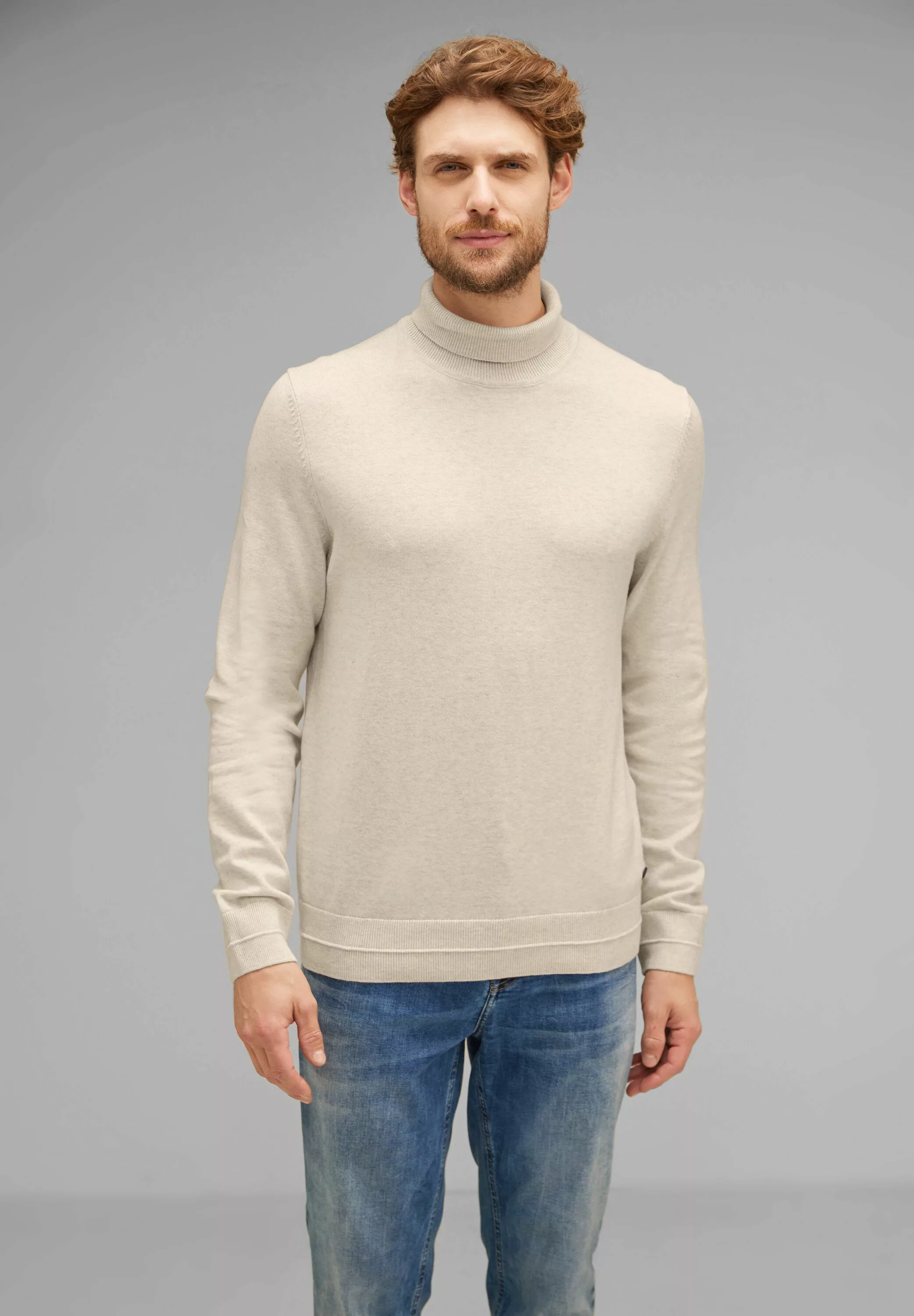 STREET ONE MEN Stehkragenpullover, in Melange Optik günstig online kaufen