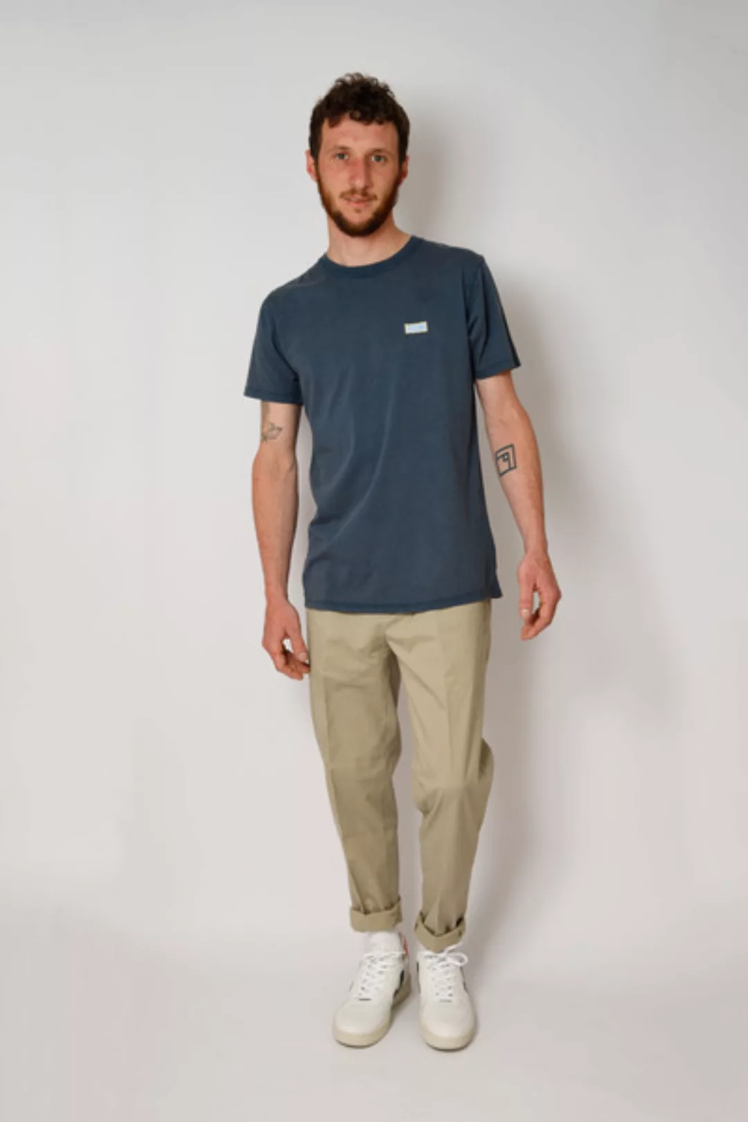 Herren Logo Patch Shirt Aus Bio-baumwolle, Denim günstig online kaufen