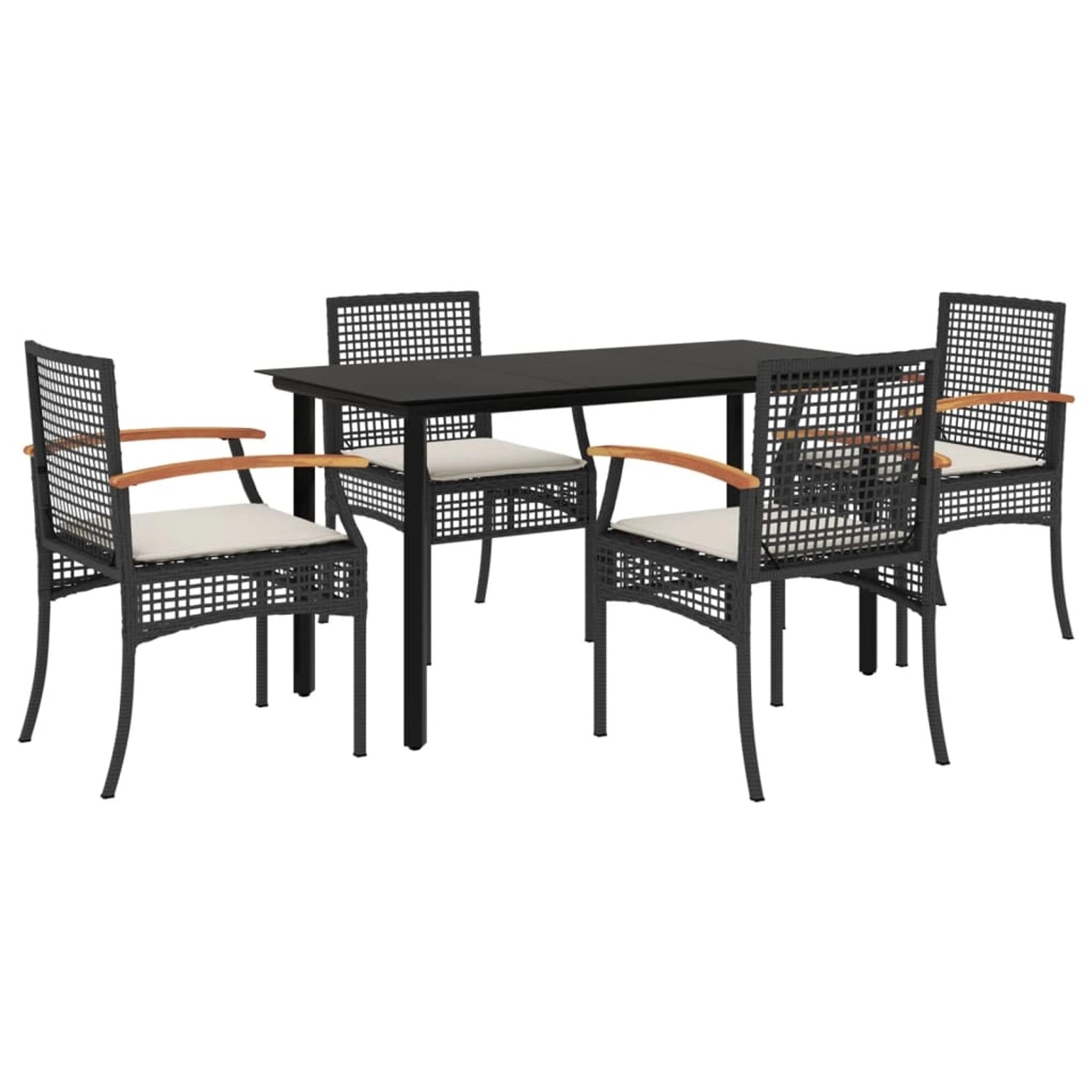 vidaXL 5-Tlg Garten-Essgruppe mit Kissen Schwarz Poly Rattan 3213605 günstig online kaufen