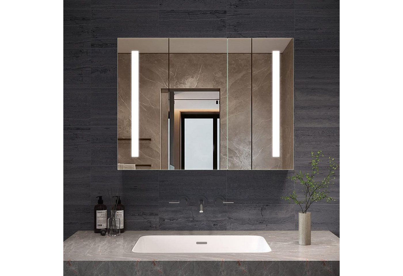 AQUABATOS Badezimmerspiegelschrank Spiegelschrank Bad LED mit Steckdose 60c günstig online kaufen