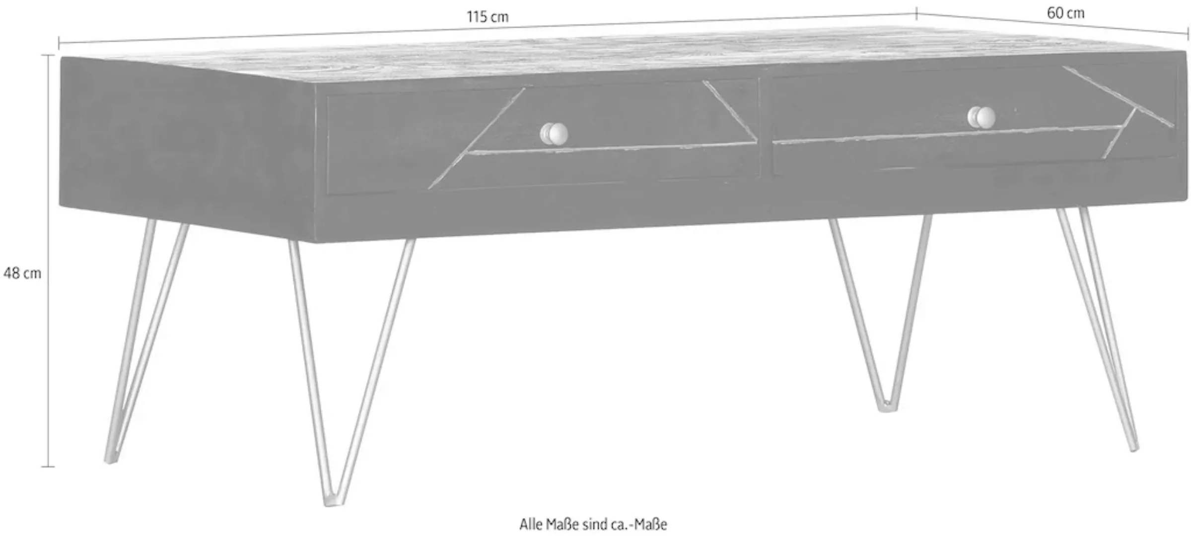 Gutmann Factory Couchtisch "Scan", Hairpin Beine, moderner Couchtisch aus M günstig online kaufen