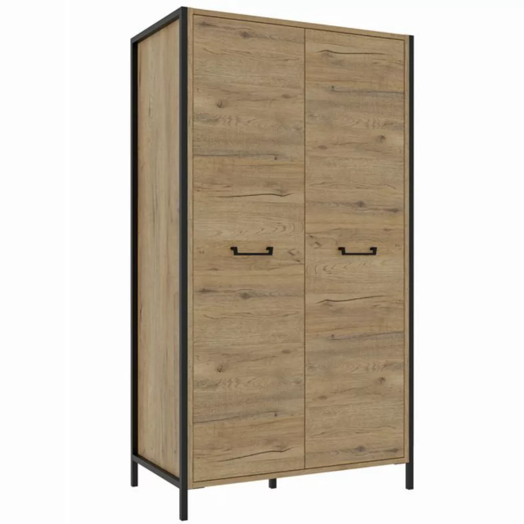 expendio Kleiderschrank Orell 3 Bartex Oak / schwarz, 110x200x63 cm günstig online kaufen