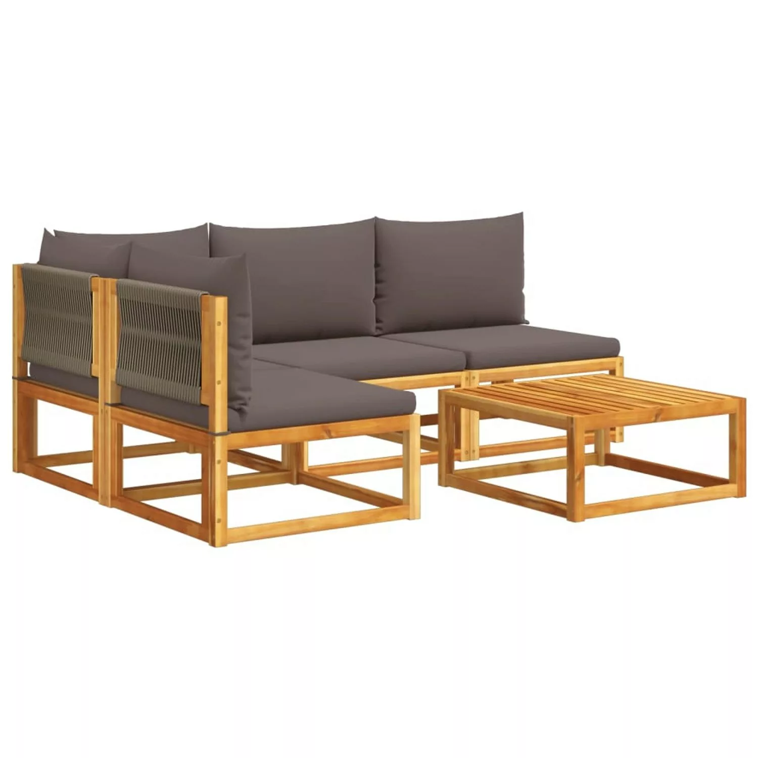 vidaXL Loungesofa 5-tlg. Garten-Sofagarnitur mit Kissen Massivholz Akazie, günstig online kaufen