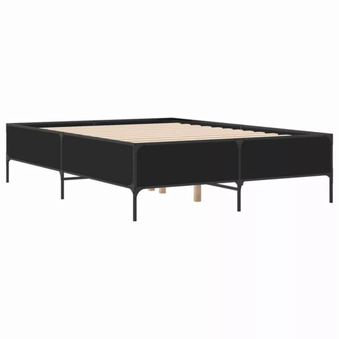 vidaXL Bett Bettgestell Schwarz 150x200 cm Holzwerkstoff und Metall günstig online kaufen