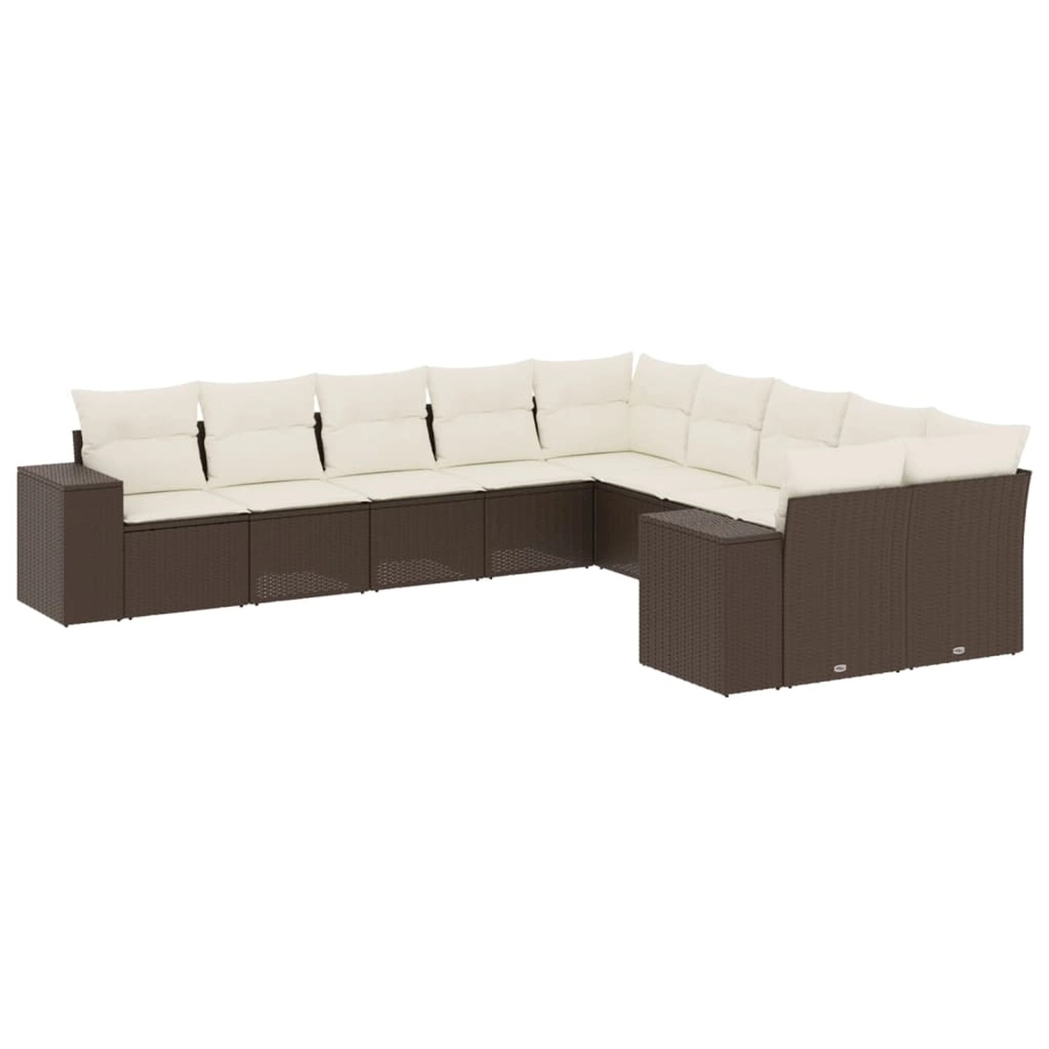 vidaXL 10-Tlg Garten-Sofagarnitur mit Kissen Braun Poly Rattan 3223112 günstig online kaufen