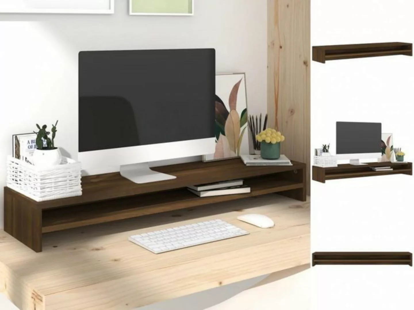 Vidaxl Monitorständer Braun Eichen-optik 100x24x13 Cm Holzwerkstoff günstig online kaufen