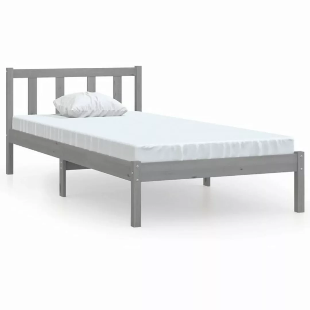 vidaXL Bett Massivholzbett Grau Kiefer 75x190 cm günstig online kaufen