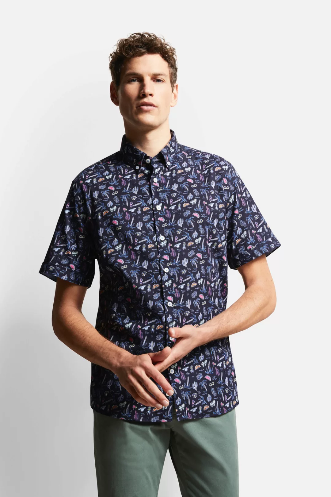 bugatti Kurzarmhemd, mit sommerlichen Prints günstig online kaufen