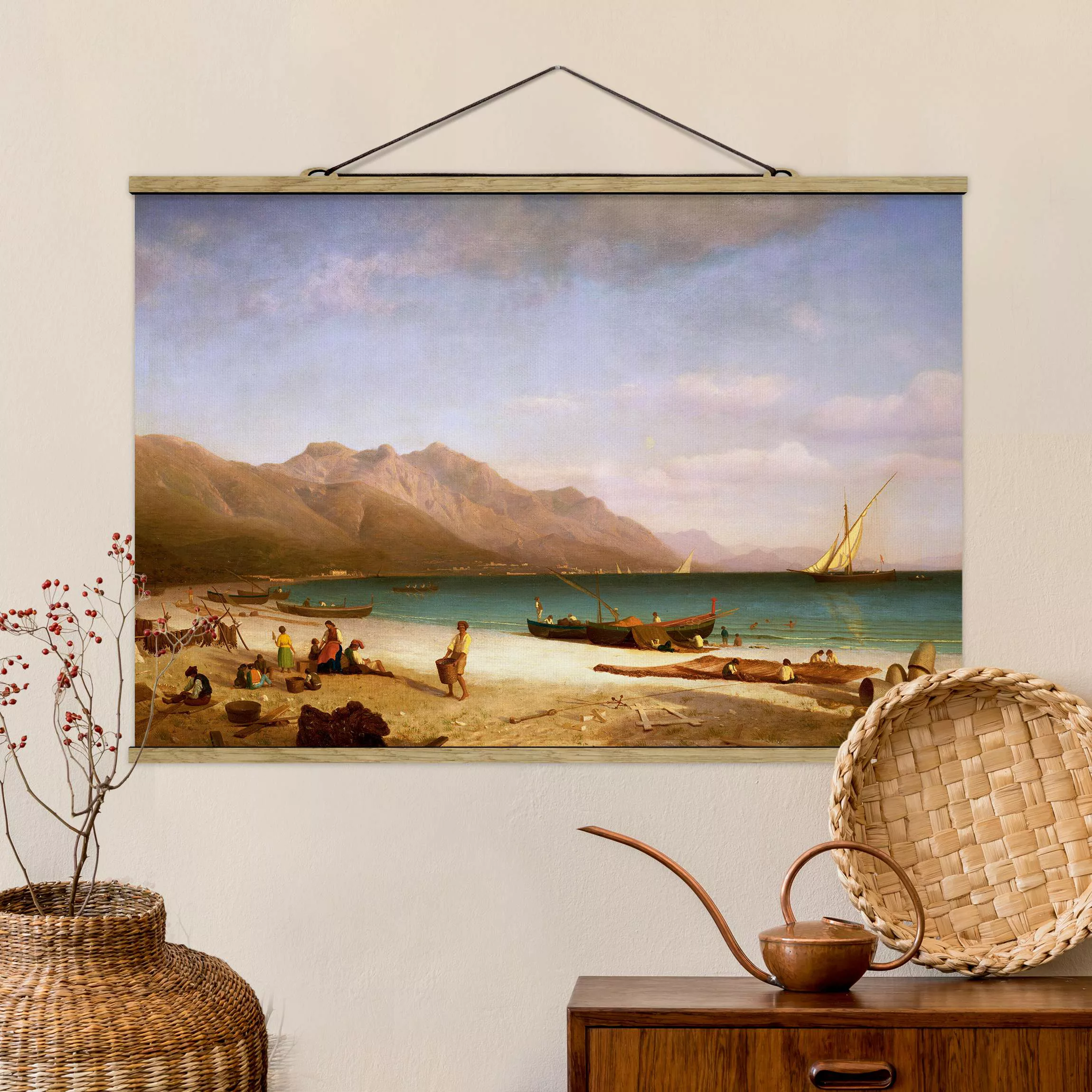 Stoffbild Strand mit Posterleisten - Querformat Albert Bierstadt - Der Golf günstig online kaufen