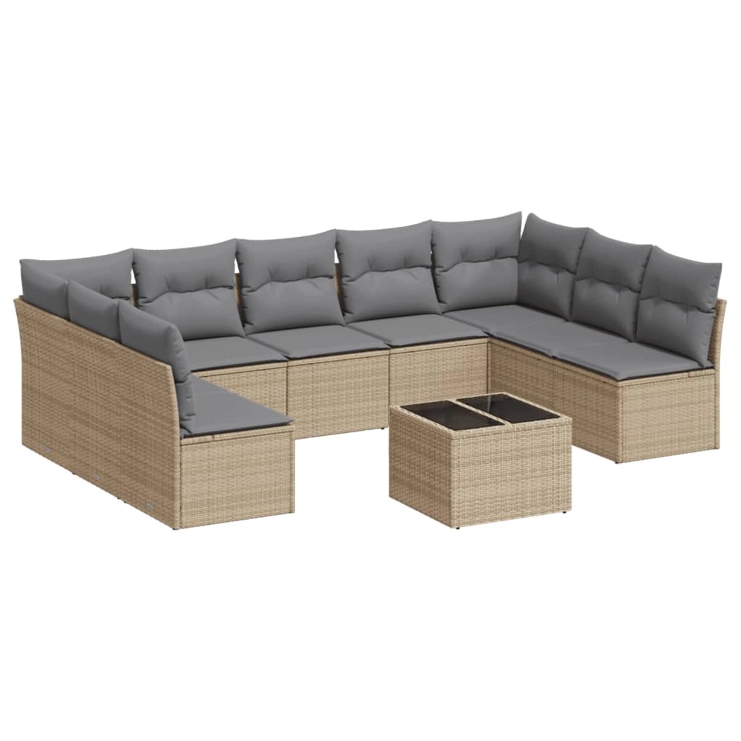 vidaXL 10-Tlg Garten-Sofagarnitur mit Kissen Beige Poly Rattan 3218079 günstig online kaufen