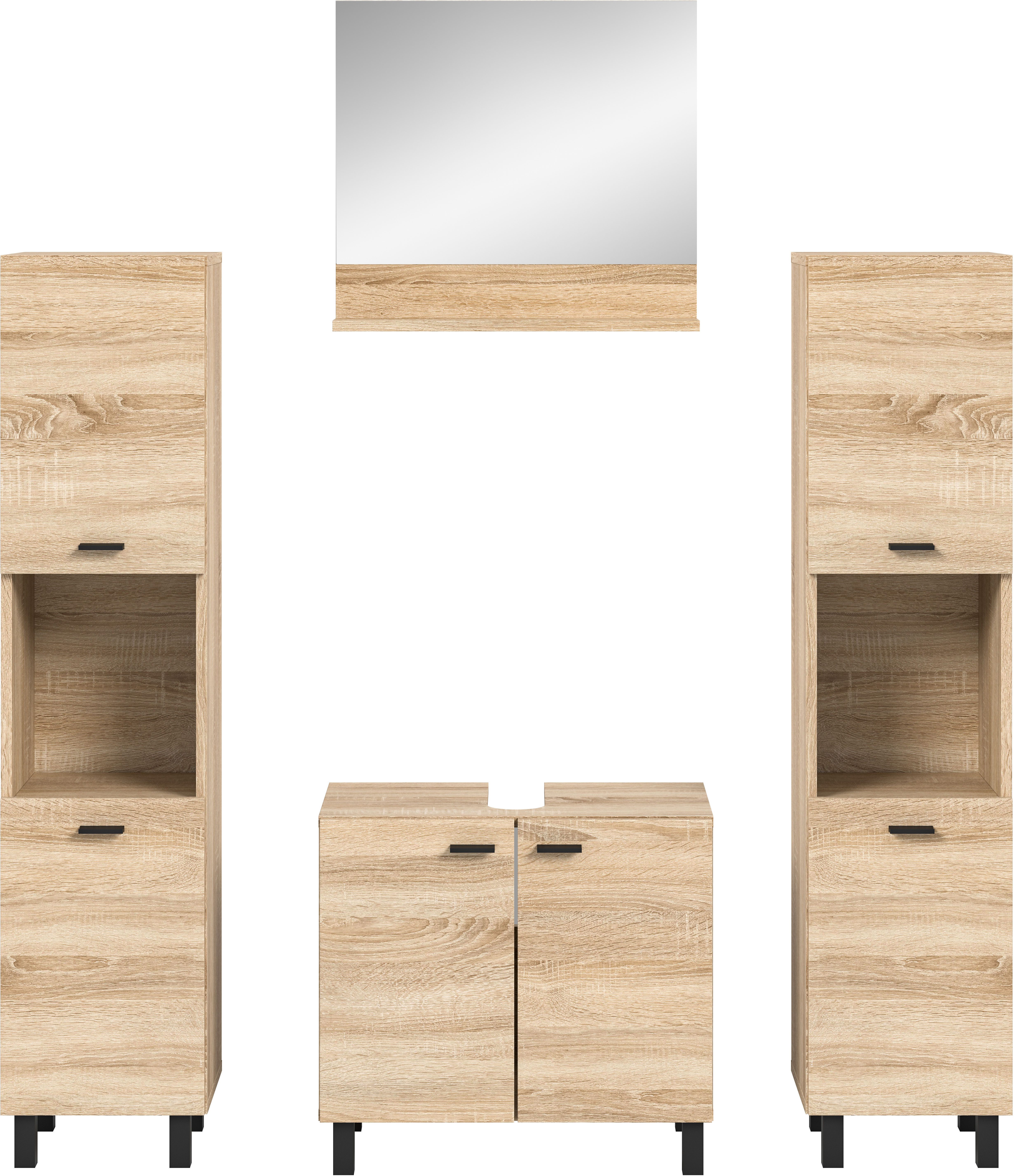 welltime Badmöbel-Set "Tampa, Breite 137cm, 4-teilig", (4 St.), Waschbecken günstig online kaufen