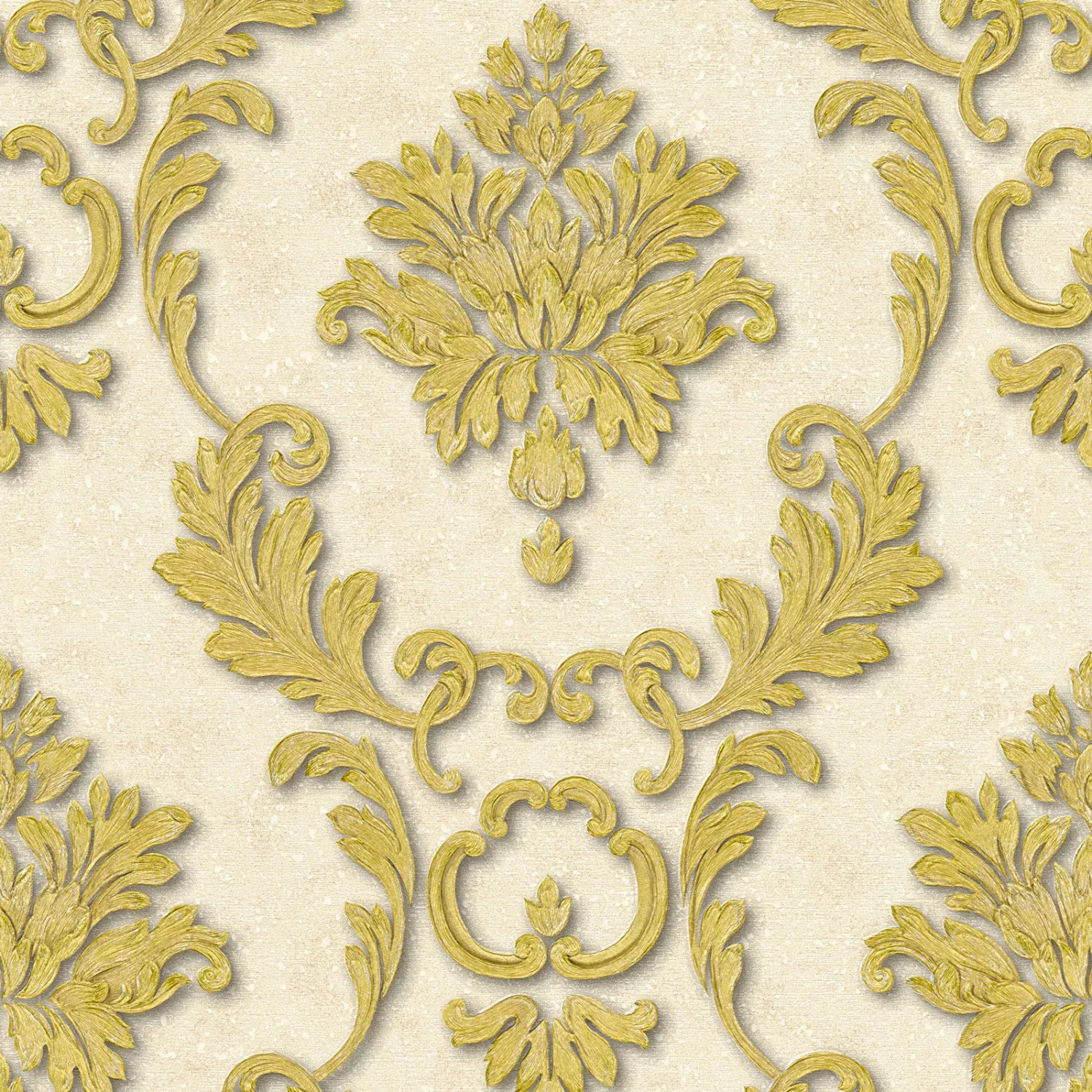 Bricoflor Rokoko Tapete in Creme und Gold Edle Tapete mit Vinyl Ornament im günstig online kaufen