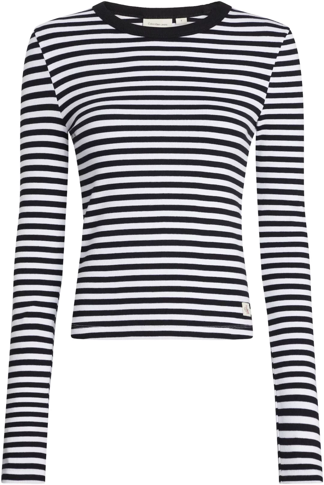 Calvin Klein Jeans Langarmshirt WOVEN LABEL RIB LONG SLEEVE mit Logopatch günstig online kaufen