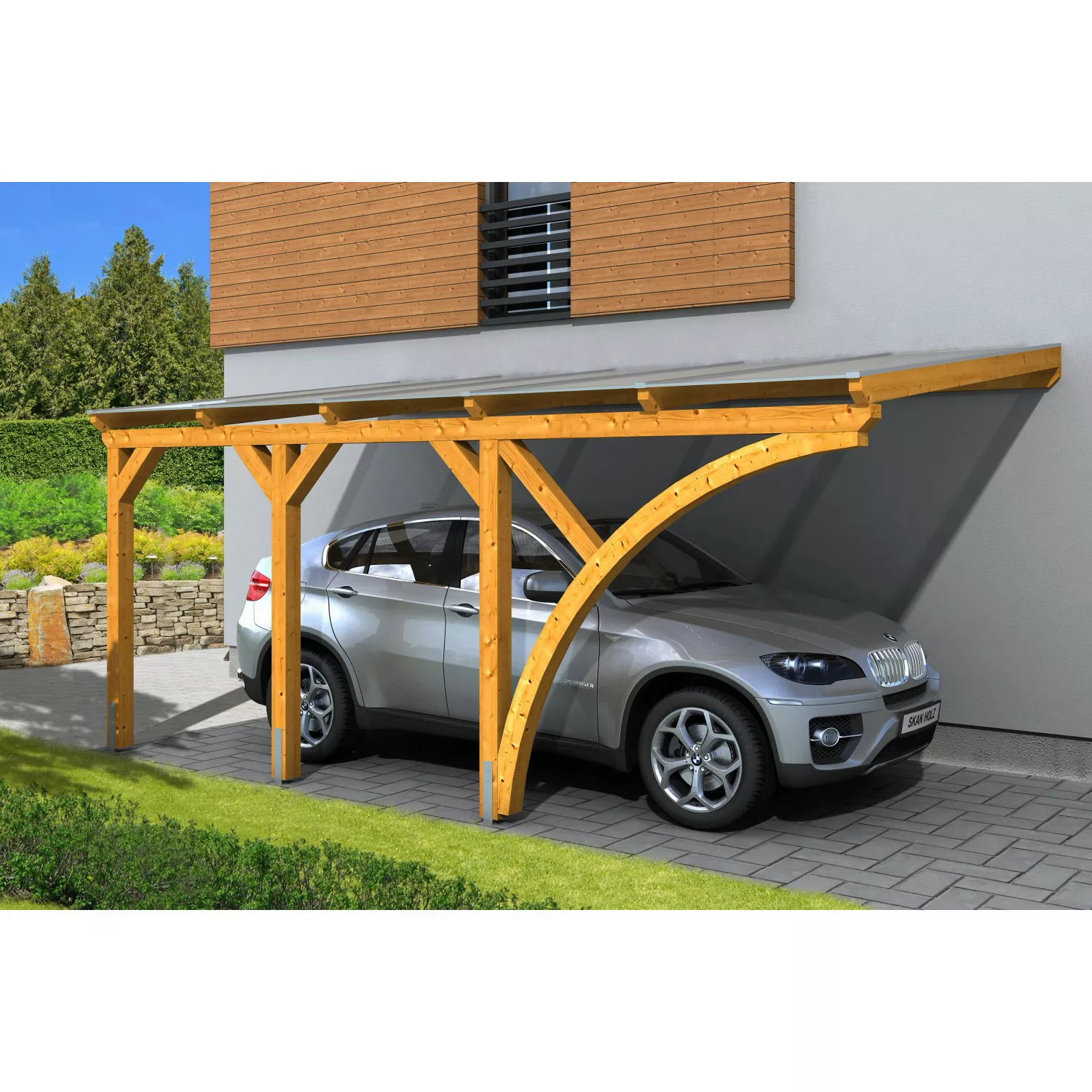 Skan Holz Carport Eifel 300 cm x 541 cm Eiche hell günstig online kaufen