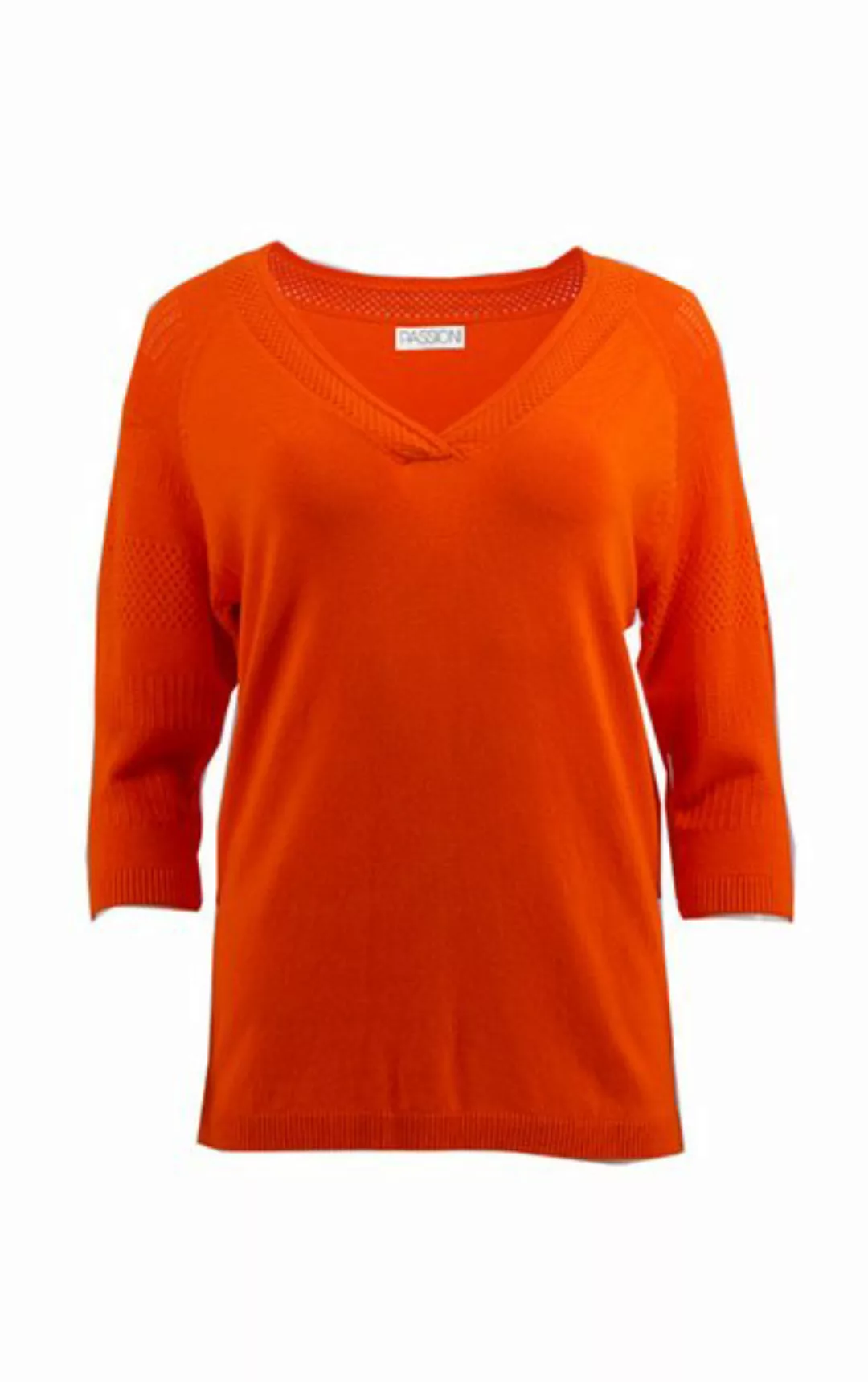 Passioni 3/4 Arm-Pullover Sommerpullover mit perforierten V-ausschnitt Perf günstig online kaufen