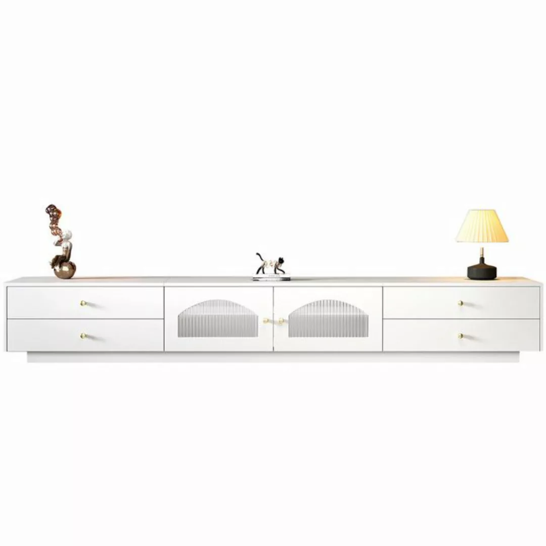 Rutaqian TV-Schrank 220x40x33 cm Weißer TV-Schrank mit 4 Schubladen (und zw günstig online kaufen