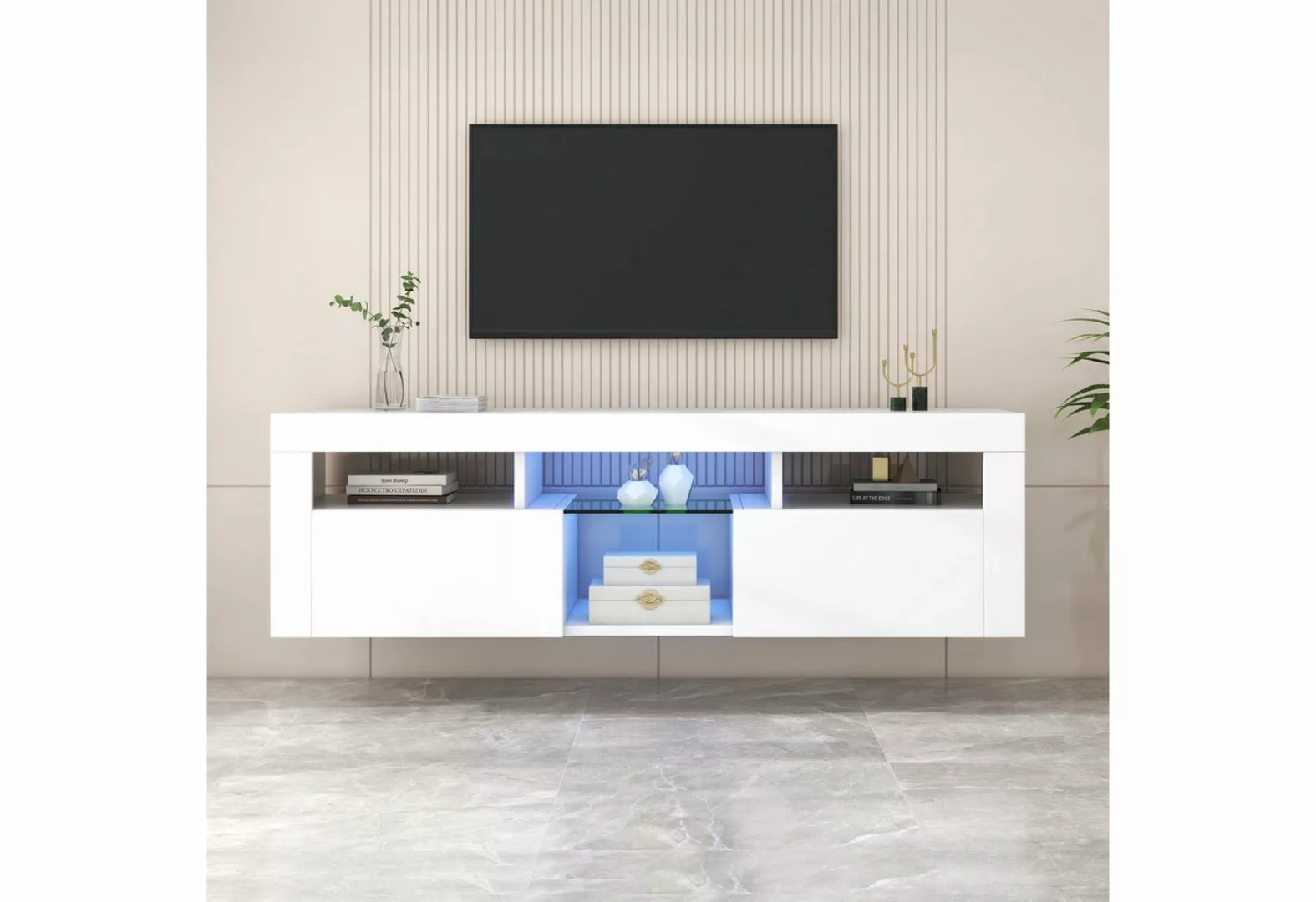 XDOVET TV-Schrank Vielseitige 140cm Großes Hochglanz TV board mit LED-Beleu günstig online kaufen