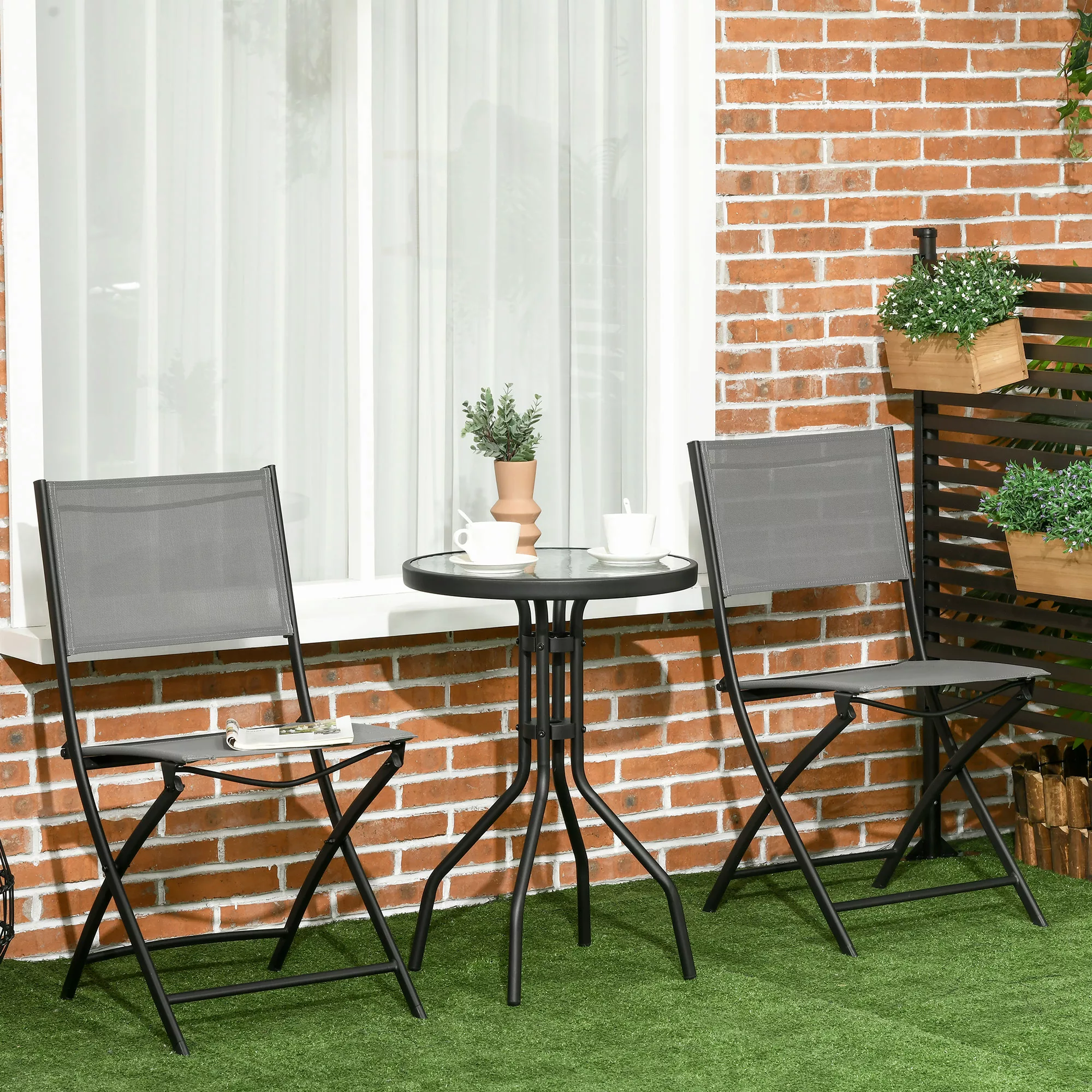 Outsunny Garten-Bistroset für 2 Personen Gartenmöbel Set inkl. 1 Tisch, 2 k günstig online kaufen