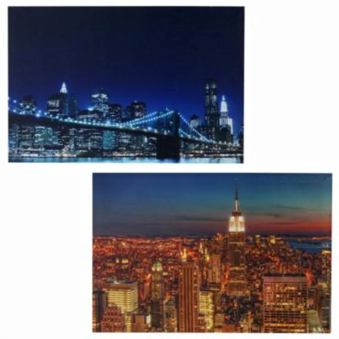 HWC Mendler 2x LED-Bild mit Timer, 40x60cm, Skyline New York mehrfarbig günstig online kaufen