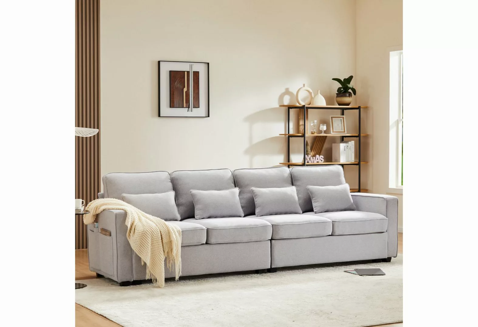 SeedWave Big-Sofa 4-Sitzer großes Sofa, 264cm breites Leinen-Polstersofa, R günstig online kaufen