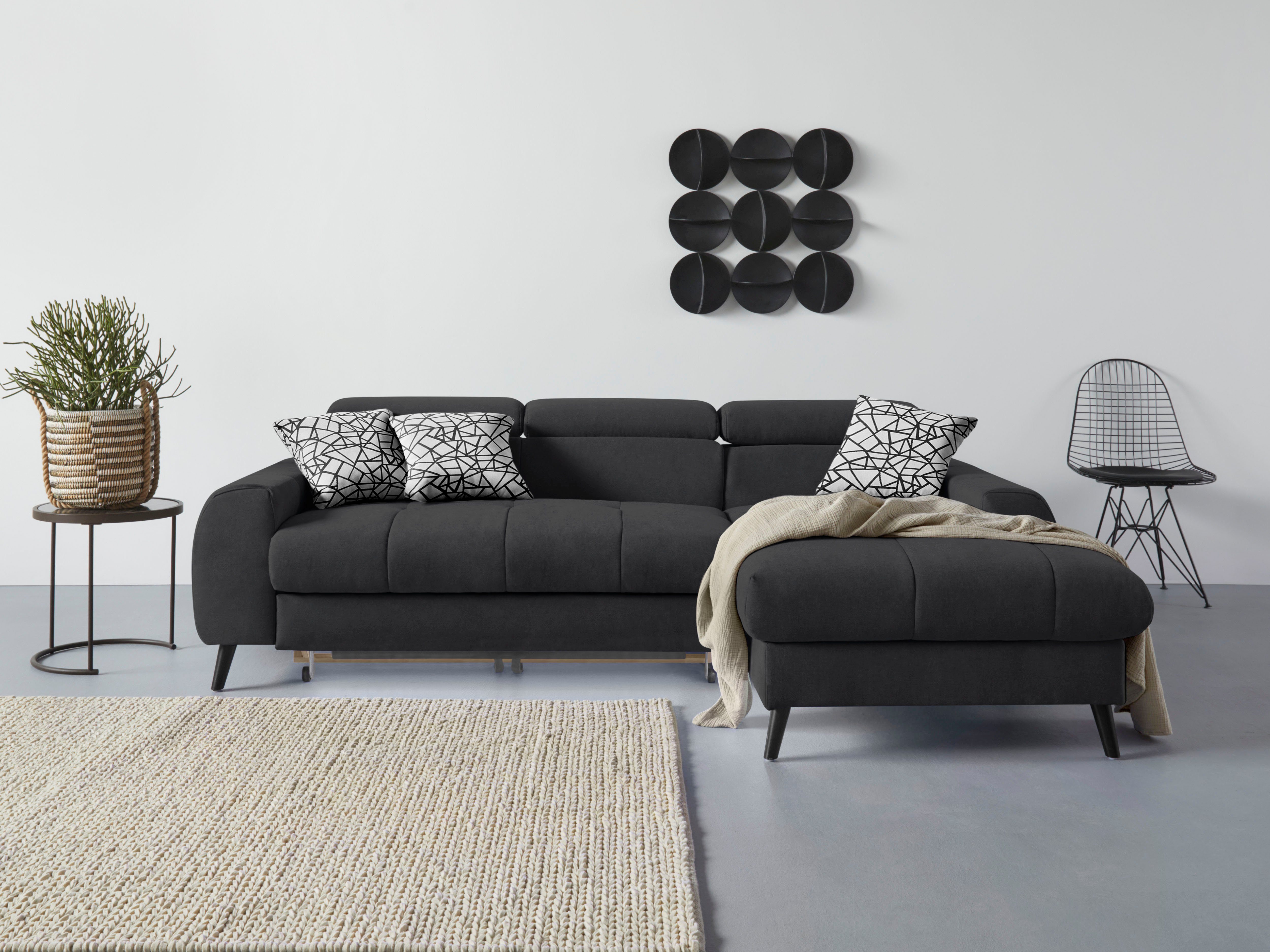 COTTA Ecksofa "Mia L-Form mit 3 Zierkissen", wahlweise mit Bettfunktion, Be günstig online kaufen