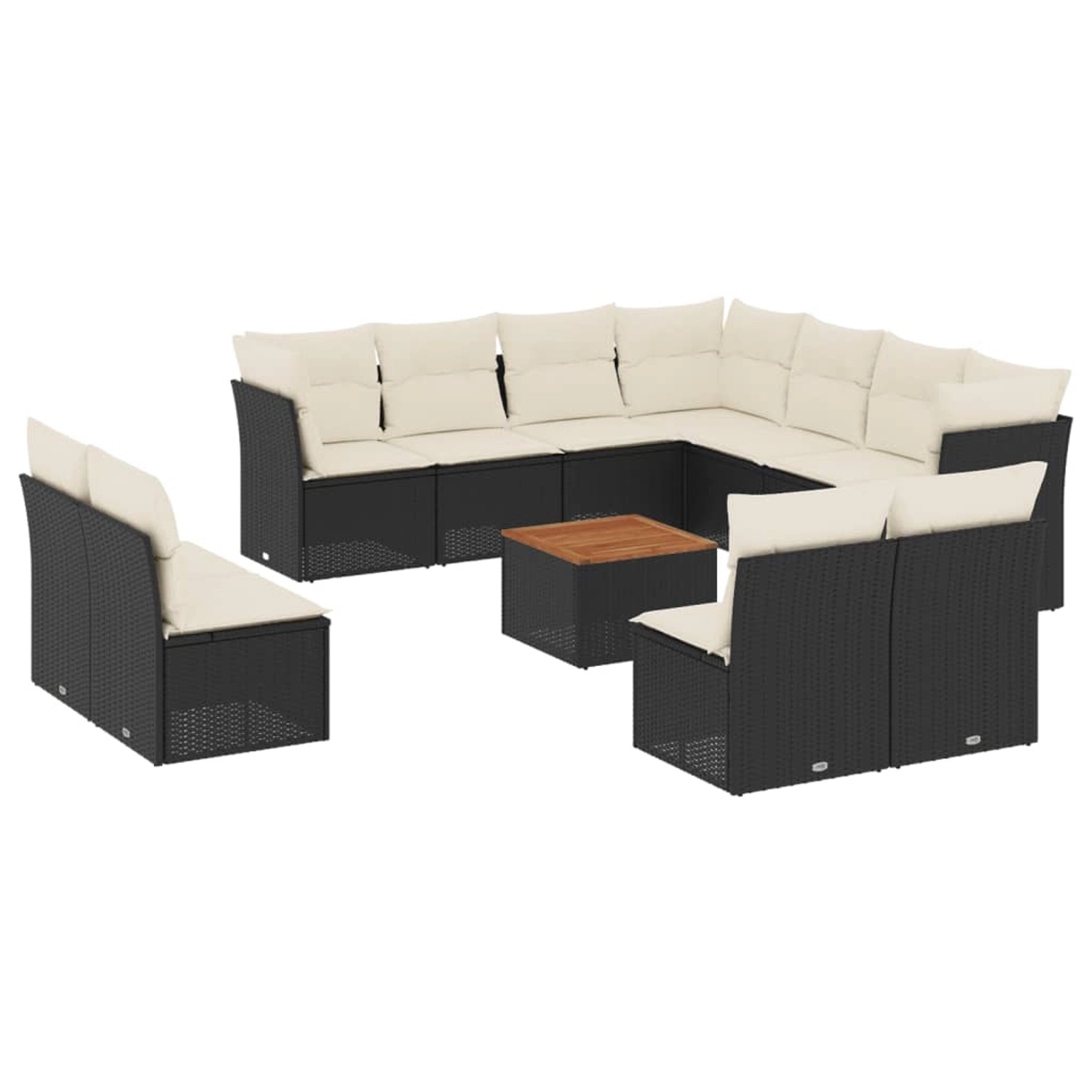 vidaXL 12-Tlg Garten-Sofagarnitur mit Kissen Schwarz Poly Rattan 3256035 günstig online kaufen