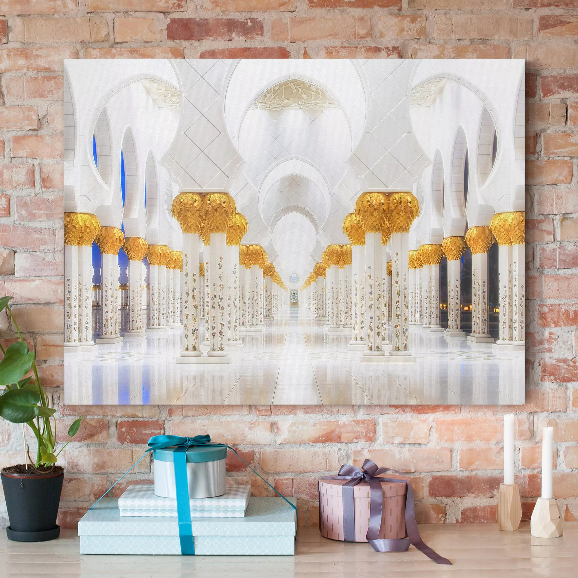 Leinwandbild Architektur & Skyline - Querformat Moschee in Gold günstig online kaufen