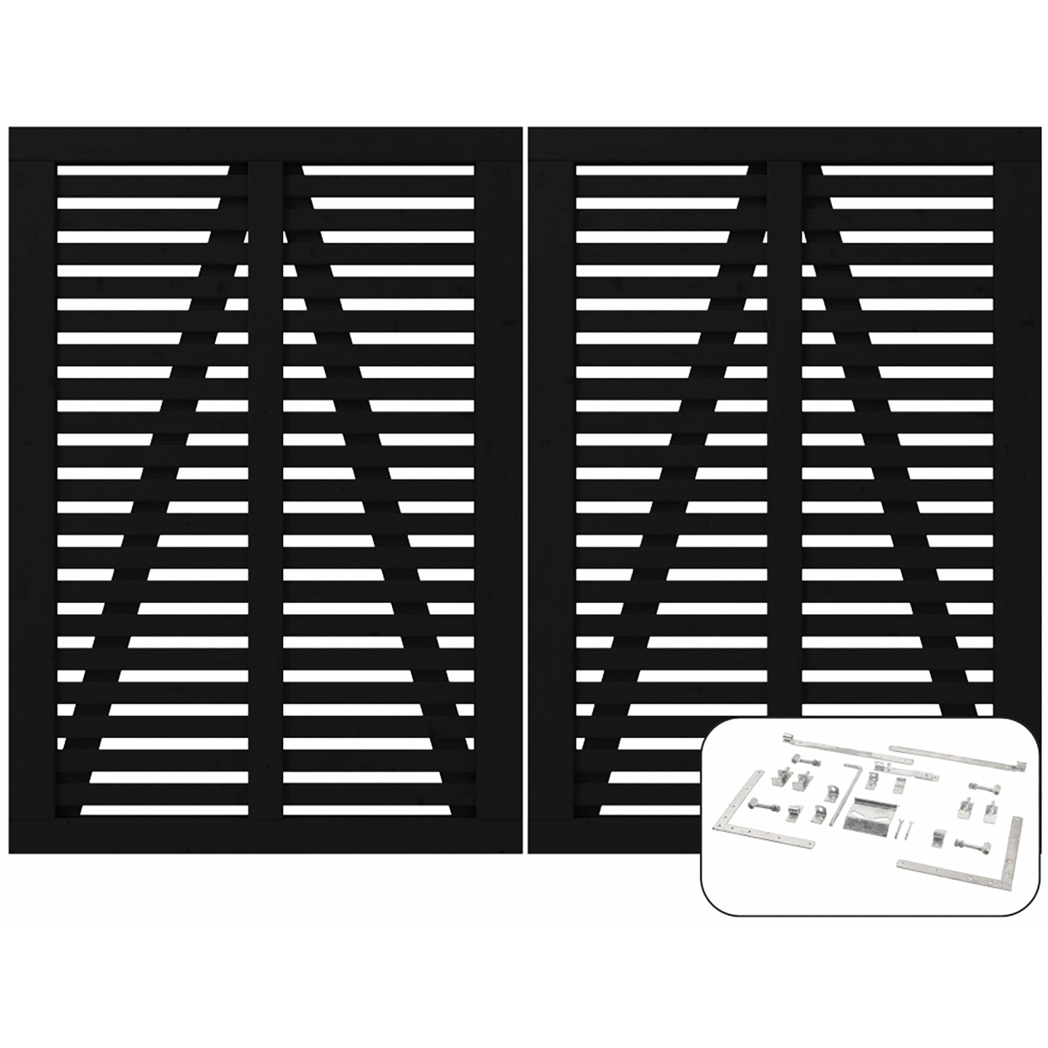 Plus Holz Doppeltor Harmoni Nadelholz Schwarz 200 cm x 140 cm günstig online kaufen