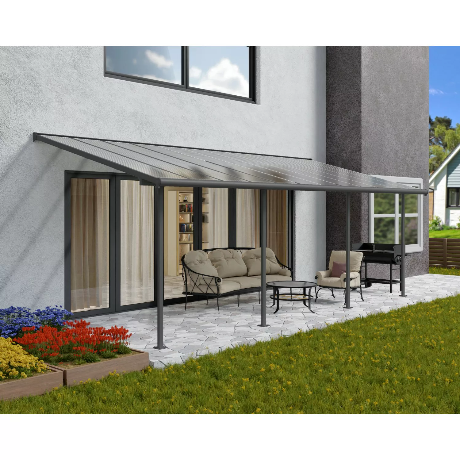 Palram - Canopia Terrassenüberdachung Sierra 739 cm x 295 cm Grau günstig online kaufen