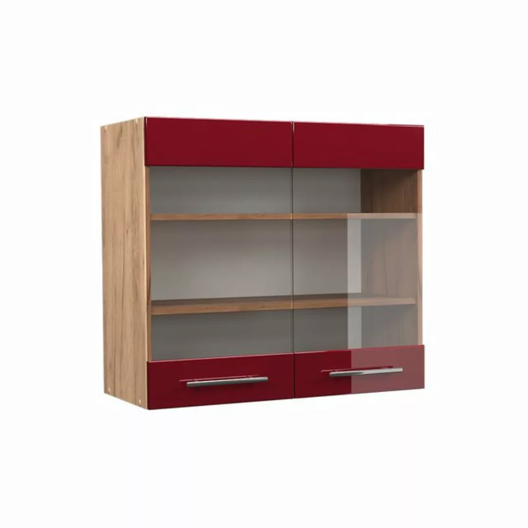 Vicco Glashängeschrank Fame-Line, Bordeaux Hochglanz/Goldkraft Eiche, 80 cm günstig online kaufen