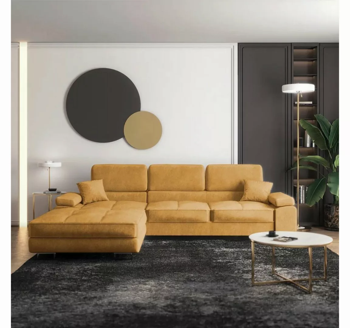 DB-Möbel Ecksofa Eckbettsofa "ANTAG" Sofa mit Samtbezug, wasserabweisend. günstig online kaufen