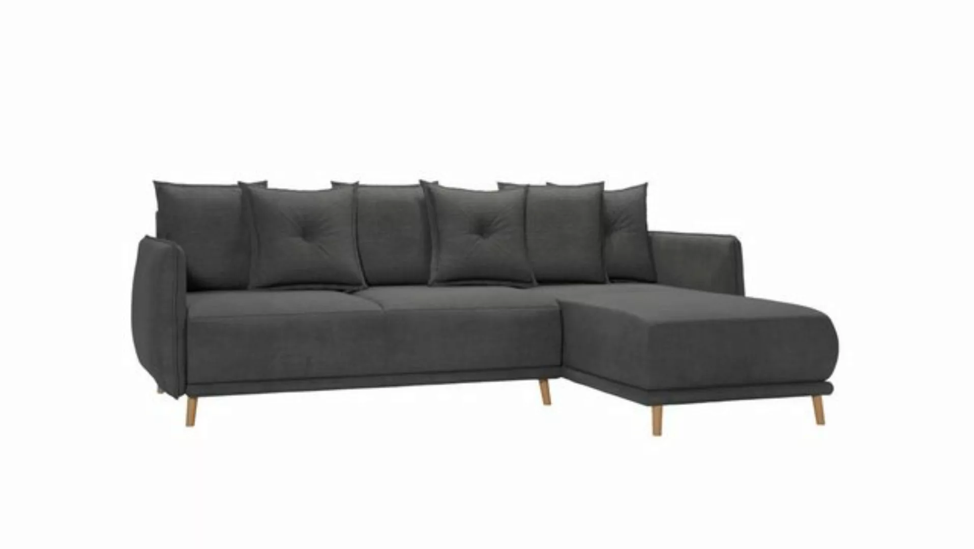 S-Style Möbel Ecksofa Lina mit Schlaffunktion, Bettkasten und Holzfüßen, au günstig online kaufen