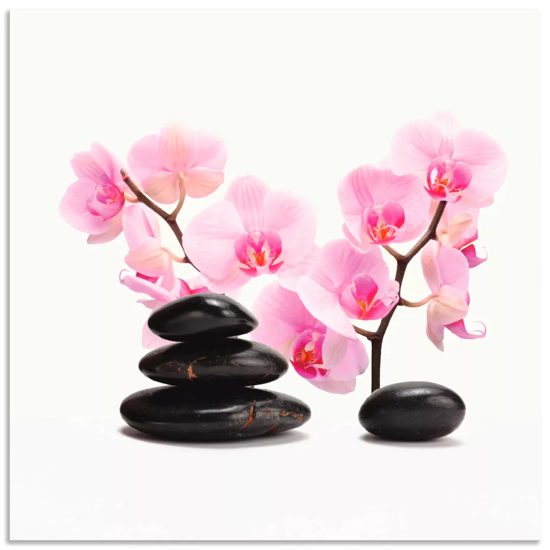 Artland Wandbild »Schwarze Steine und pink Orchidee«, Zen, (1 St.) günstig online kaufen