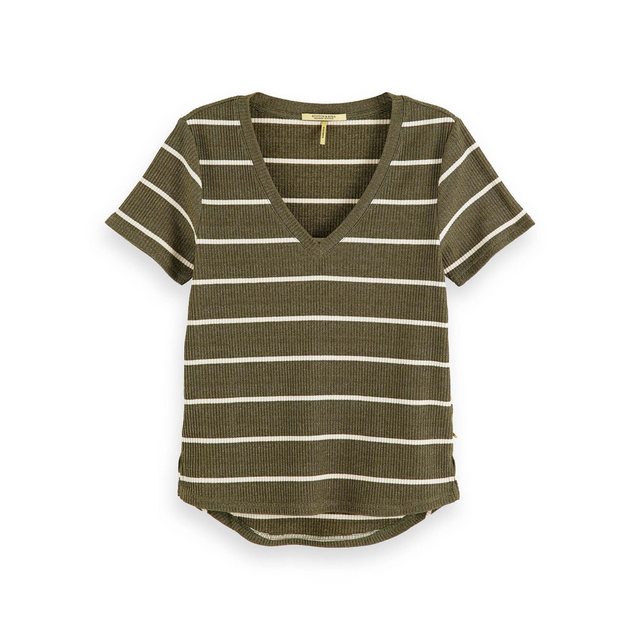 Maison Scotch T-Shirt Maison Scotch Damen T-Shirt Striped Lurex V-Neck 1564 günstig online kaufen