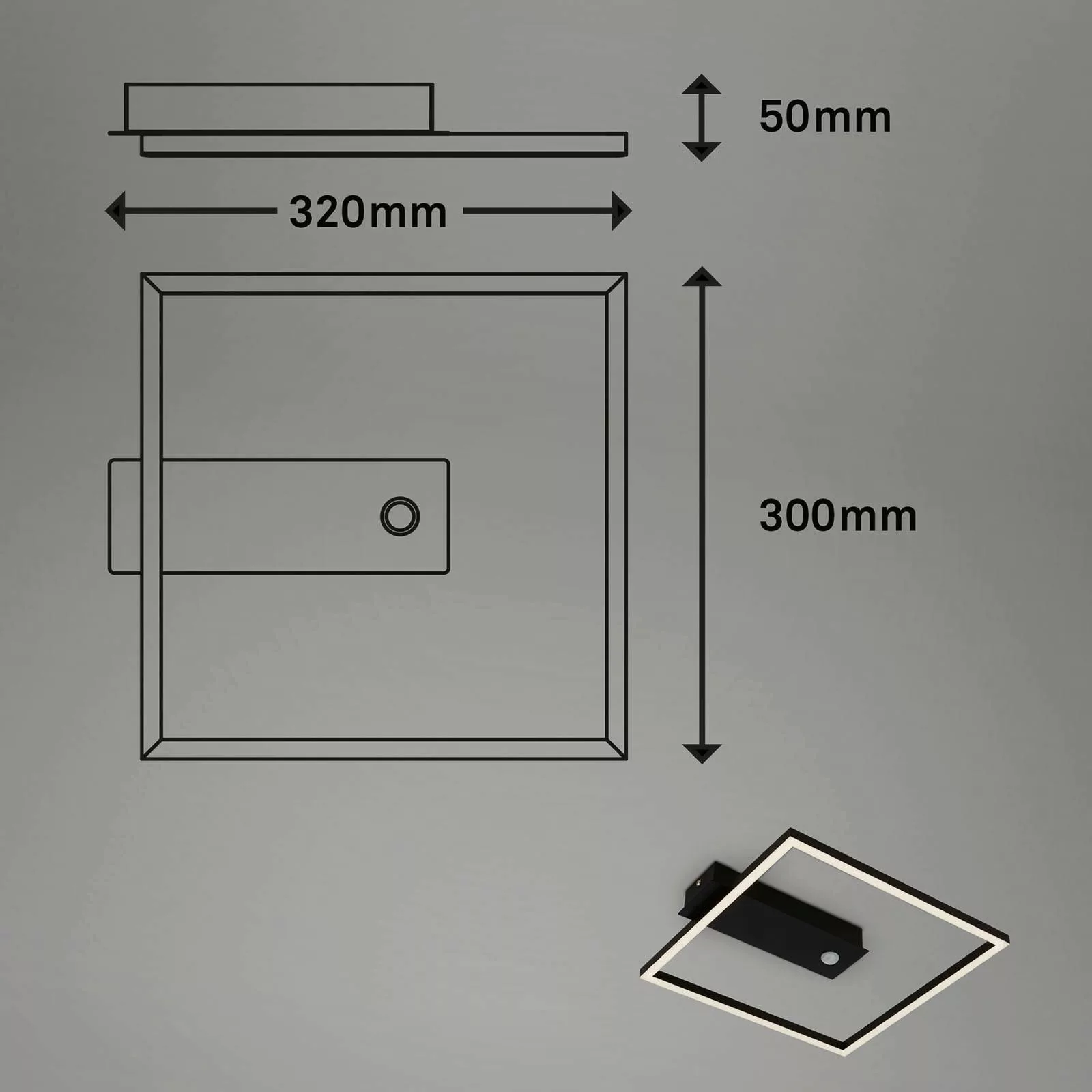 LED-Sensor-Deckenleuchte Nici quadratisch schwarz günstig online kaufen