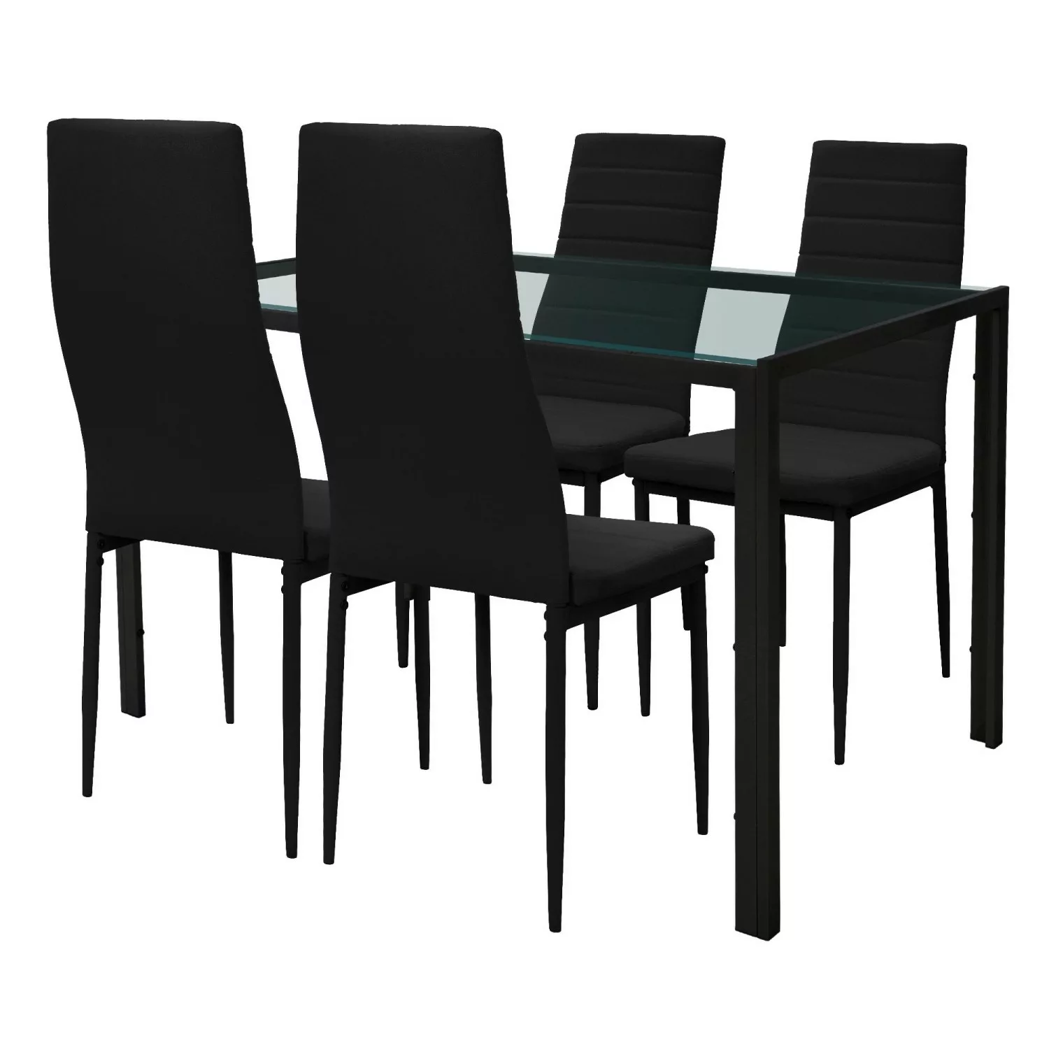 ML-Design Essgruppe 5Tlg für 4 Personen Schwarz Glasplatte Tisch Esszimmers günstig online kaufen