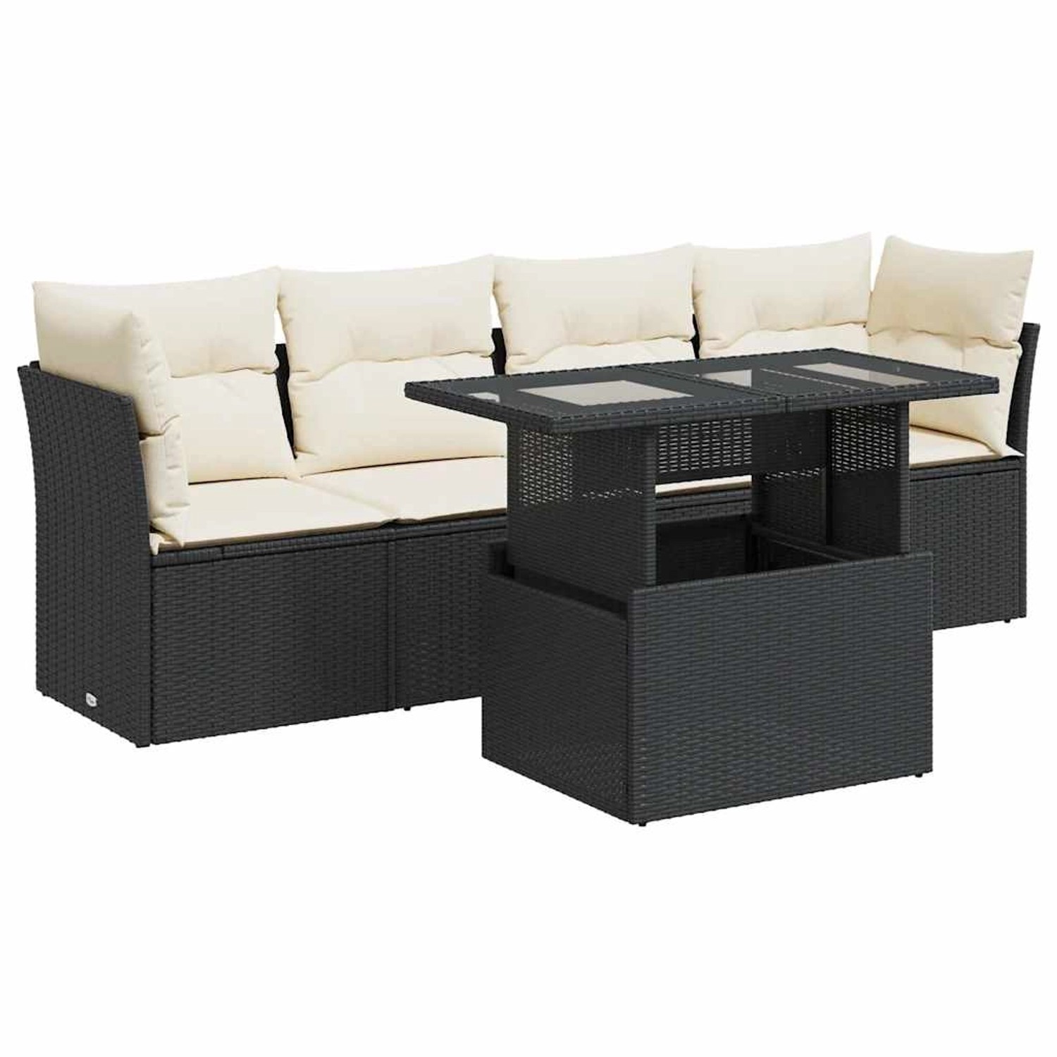 vidaXL 5-Tlg Garten-Sofagarnitur mit Kissen Schwarz Poly Rattan 3326087 günstig online kaufen