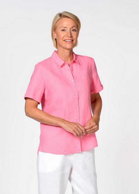 Clarina Blusenshirt Bluse, 1/2 Arm, Hemdkragen, PINK günstig online kaufen