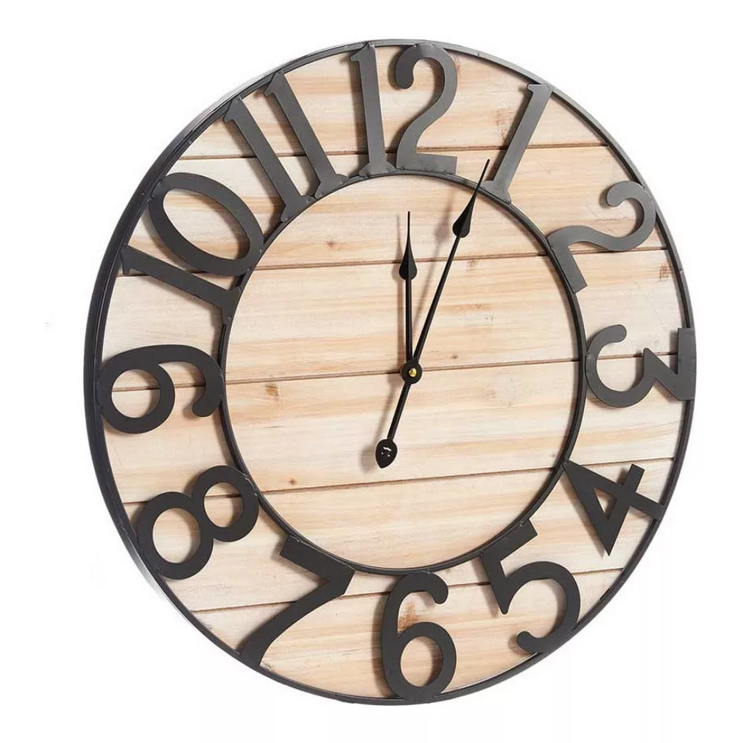 Wanduhr Schwarz Hellbraun Metall Holz (60 X 4,5 X 60 Cm) günstig online kaufen