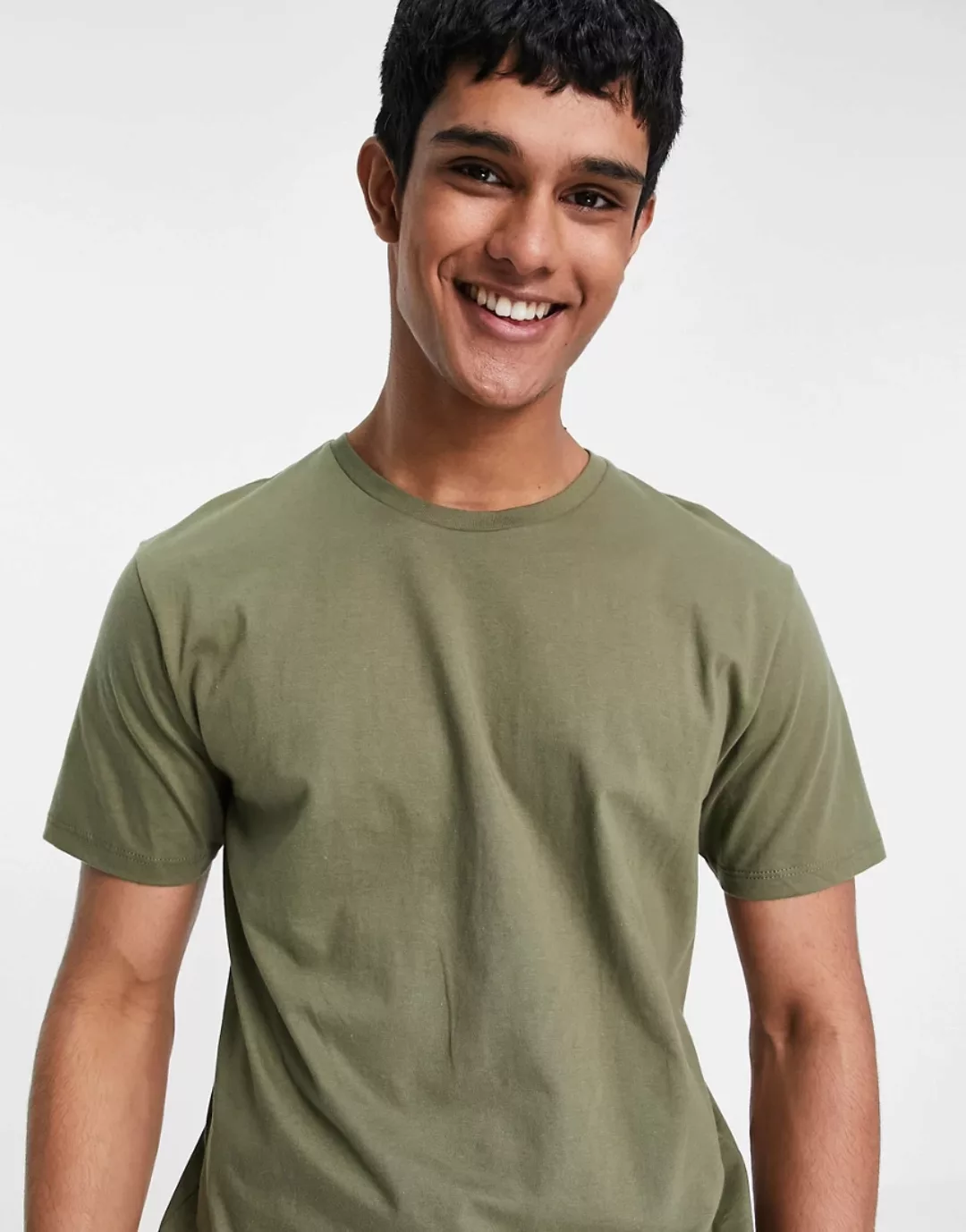 Topman – Lang geschnittenes T-Shirt in Khaki-Grün günstig online kaufen
