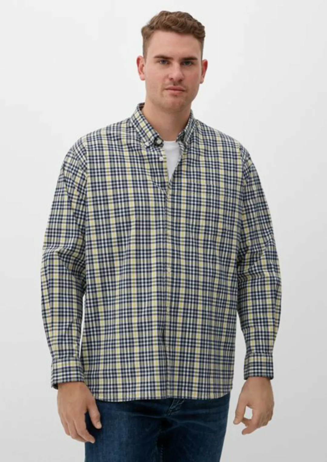 s.Oliver Langarmhemd Slim: Hemd mit Button Down-Kragen günstig online kaufen