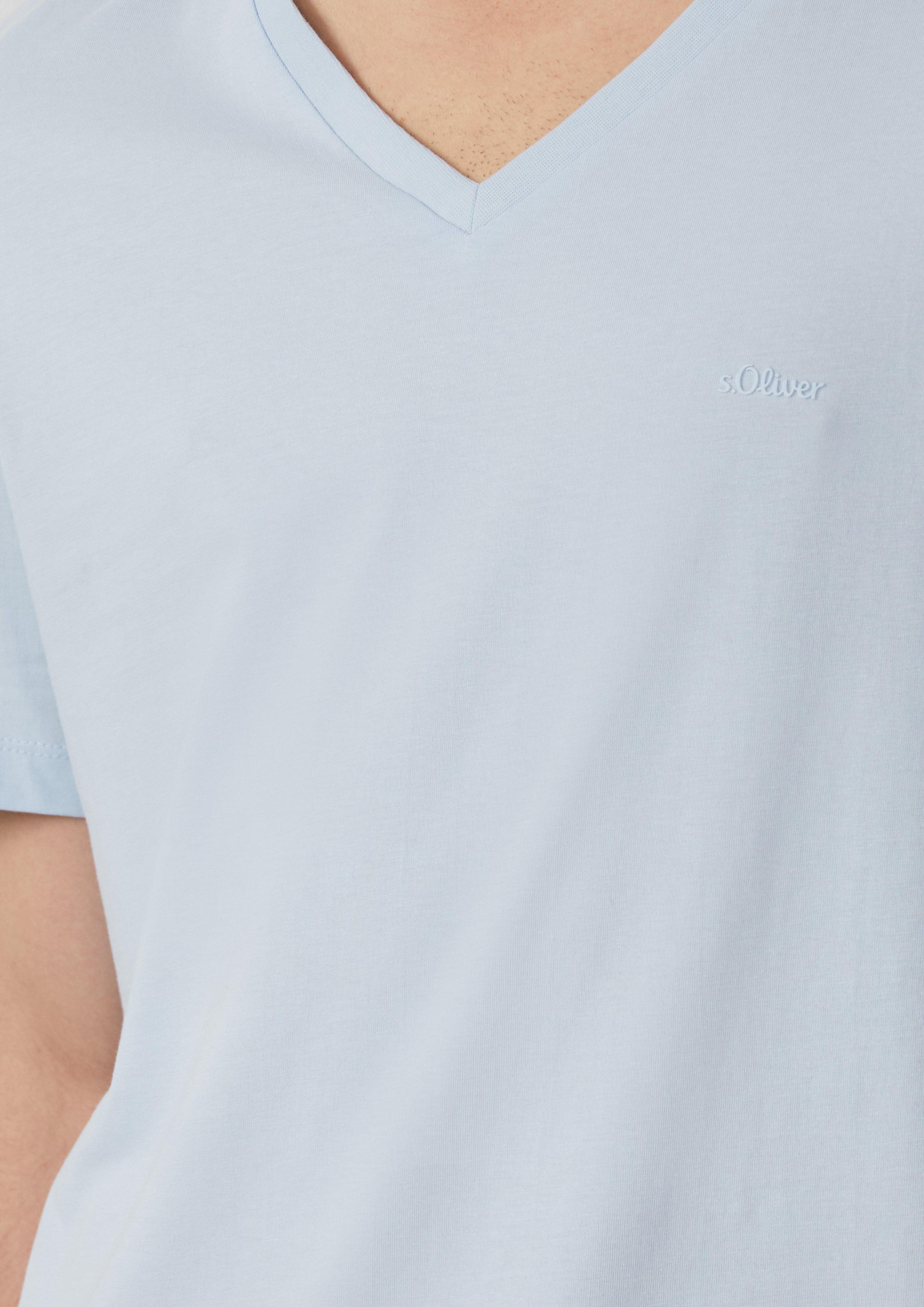 s.Oliver Kurzarmshirt Jersey-T-Shirt mit V-Ausschnitt und günstig online kaufen