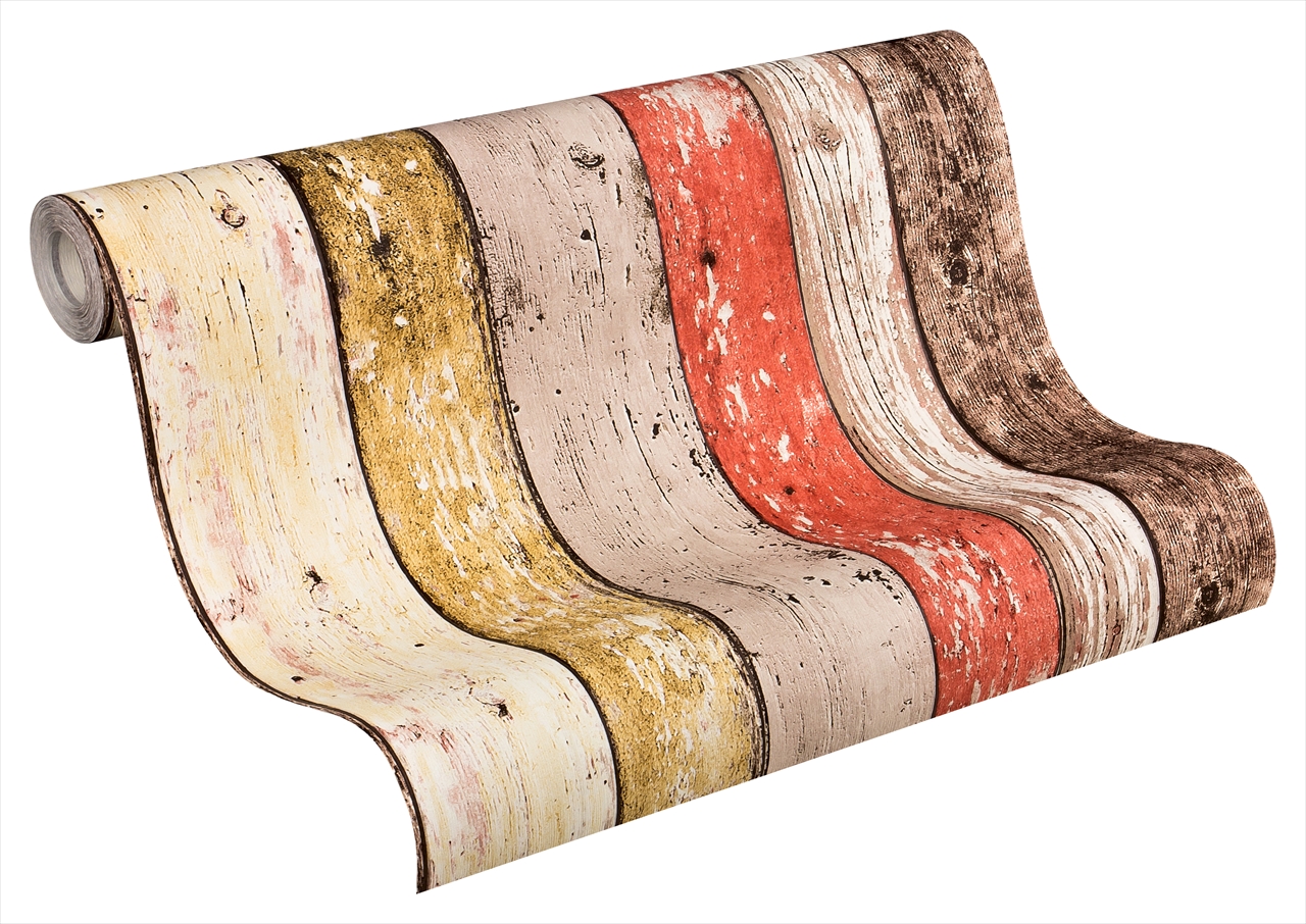 Bricoflor Vintage Tapete in Holzoptik Bretter Tapete in Rot und Braun Rusti günstig online kaufen