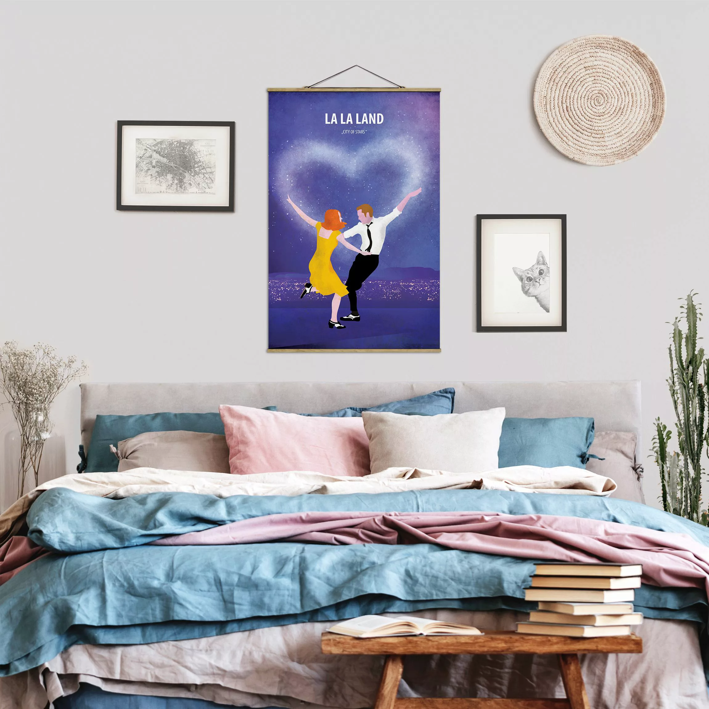 Stoffbild Portrait mit Posterleisten - Hochformat Filmposter La La Land günstig online kaufen