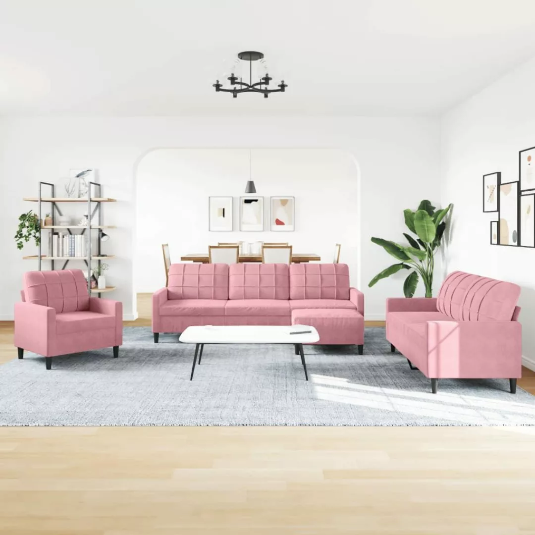 vidaXL Sofa 4-tlg. Sofagarnitur mit Kissen günstig online kaufen