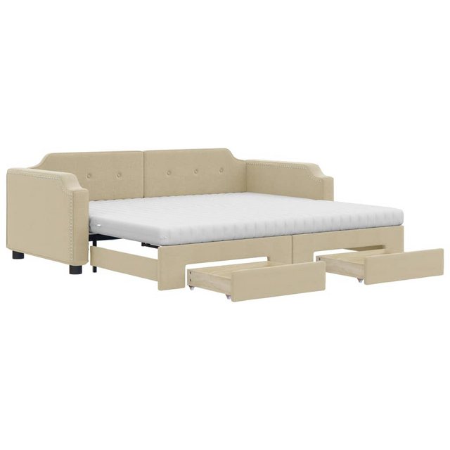 vidaXL Bett Tagesbett Ausziehbar mit Schubladen Creme 80x200 cm Stoff günstig online kaufen