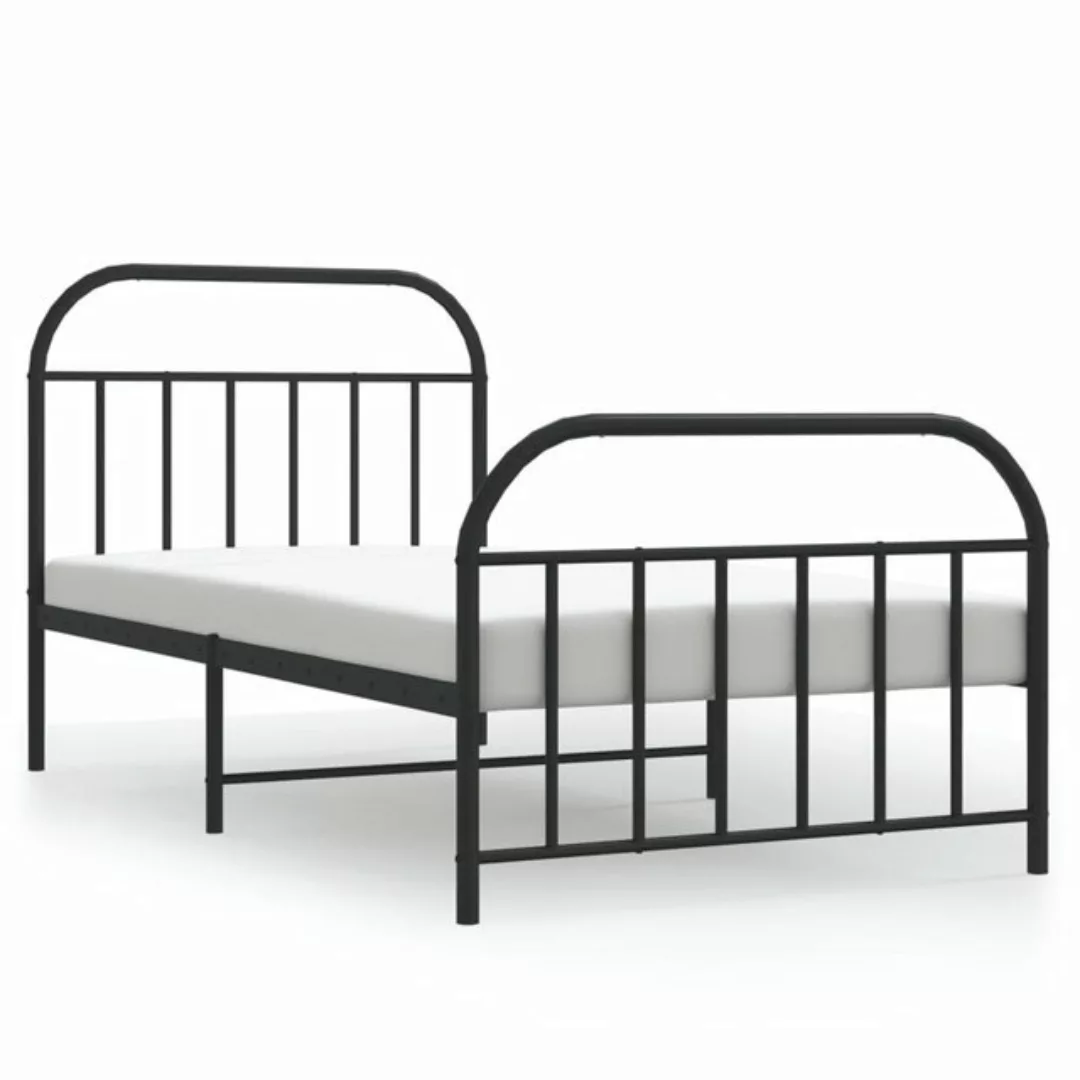 vidaXL Bett Bettgestell mit Kopf- und Fußteil Metall Schwarz 107x203 cm günstig online kaufen