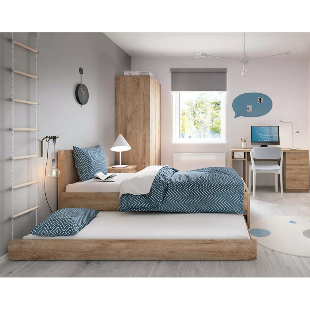Jugendzimmer Set 5-teilig FORTALEZA-129 mit Bett 90x200 in Eiche Nb. günstig online kaufen