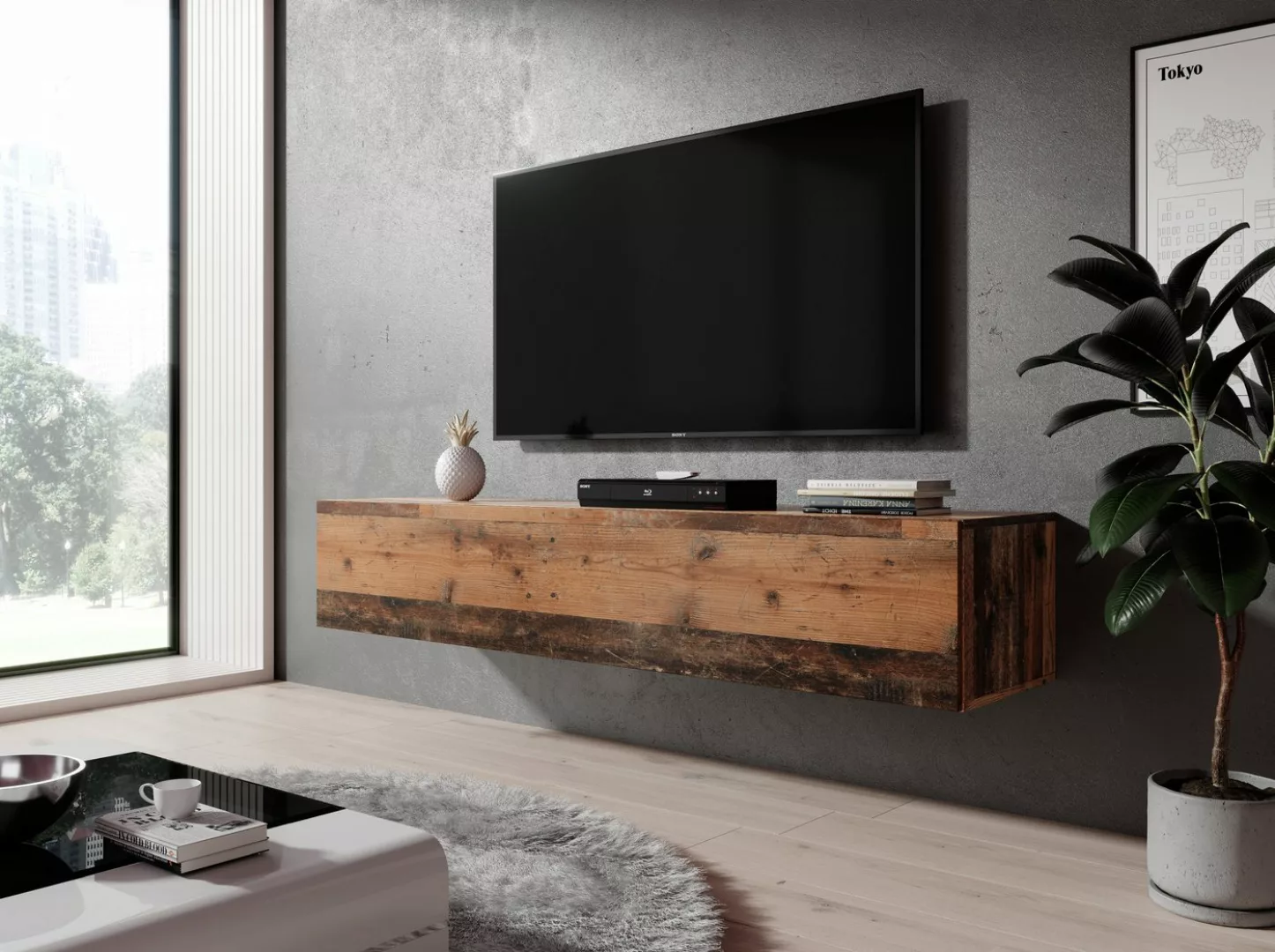 Furnix TV-Schrank Hängeboard ZIBO Lowboard 160 cm breit B160 x T32 x H35 günstig online kaufen