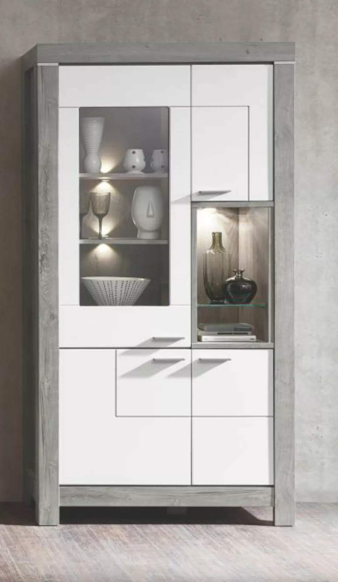 Vitrine 4-trg 100cm inkl. LED-Beleuchtung GRANADA von Wohn-Concept Betonoxi günstig online kaufen